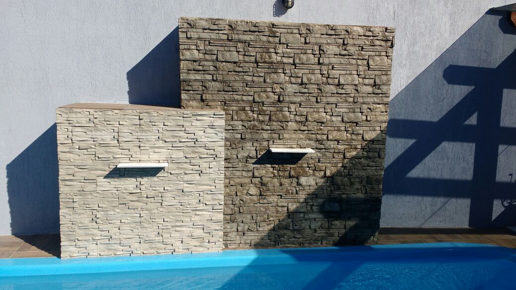 Instalação de piscina, cascata, piso