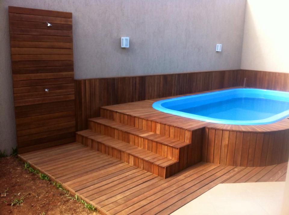 Instalação piscina, solar, deck e cascata