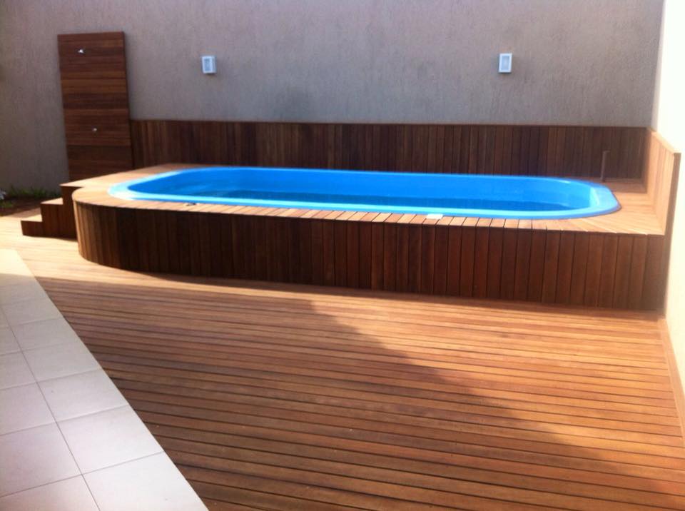Instalação piscina, solar, deck e cascata